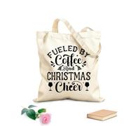 AILOONG Bolsa de lona con fondo reforzado Impulsado por el espíritu navideño del café Tela de 12 oz de grosor Se usa como bolsa de regalo 35x40cm Grande