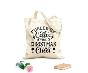 AILOONG Bolsa de lona con fondo reforzado Impulsado por el espíritu navideño del café Tela de 12 oz de grosor Se usa como bolsa de regalo 25x30cm Pequeño