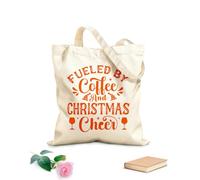 AILOONG Bolsa de lona con fondo reforzado Impulsado por el espíritu navideño del café Tela de 340g/m² de grosor Se usa como bolsa de regalo