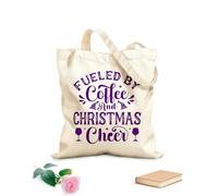 AILOONG Bolsa de lona con fondo reforzado Impulsado por el espíritu navideño del café Tela de 340g/m² de grosor Se usa como bolsa de regalo