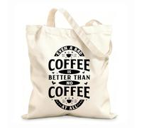 AILOONG Bolsa de lona con fondo reforzado La felicidad es el café y hacer citas esenciales sobre el café. Tela de 12 oz de grosor Se usa como bolsa de regalo 35x40cm Grande