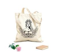 AILOONG Bolsa de lona con fondo reforzado logotipo de la diosa de la naturaleza Tela de 12 oz de grosor Se usa como bolsa de regalo 35x40cm Grande