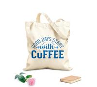 AILOONG Bolsa de lona con fondo reforzado Los buenos días empiezan con café Tela de 340g/m² de grosor Se usa como bolsa de regalo