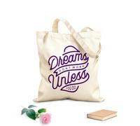 AILOONG Bolsa de lona con fondo reforzado Los sueños de letras hechas a mano no funcionan a menos que lo hagas Tela de 340g/m² de grosor Se usa como bolsa de regalo