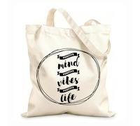 AILOONG Bolsa de lona con fondo reforzado mente positiva, viles positivos, me gusta positivo Tela de 12 oz de grosor Se usa como bolsa de regalo 25x30cm Pequeño