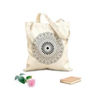 AILOONG Bolsa de lona con fondo reforzado Patrón de mandala floral Tela de 12 oz de grosor Se usa como bolsa de regalo 25x30cm Pequeño
