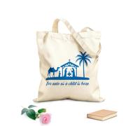 AILOONG Bolsa de lona con fondo reforzado Porque nos ha nacido un niño Jesús tipografía de la natividad Tela de 340g/m² de grosor Se usa como bolsa de regalo