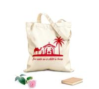 AILOONG Bolsa de lona con fondo reforzado Porque nos ha nacido un niño Jesús tipografía de la natividad Tela de 340g/m² de grosor Se usa como bolsa de regalo