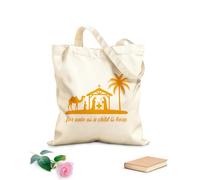 AILOONG Bolsa de lona con fondo reforzado Porque nos ha nacido un niño Jesús tipografía de la natividad Tela de 340g/m² de grosor Se usa como bolsa de regalo