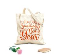 AILOONG Bolsa de lona con fondo reforzado Que tengas un año nuevo brillante, citas de año nuevo y Tela de 340g/m² de grosor Se usa como bolsa de regalo