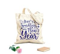 AILOONG Bolsa de lona con fondo reforzado Que tengas un año nuevo brillante, citas de año nuevo y Tela de 340g/m² de grosor Se usa como bolsa de regalo