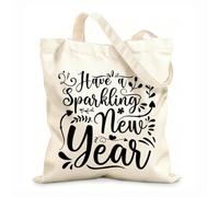 AILOONG Bolsa de lona con fondo reforzado Que tengas un año nuevo brillante, citas de año nuevo y Tela de 12 oz de grosor Se usa como bolsa de regalo 31x36cm Mediano