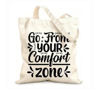 AILOONG Bolsa de lona con fondo reforzado Sal de tu zona de confort: frases motivacionales Tela de 12 oz de grosor Se usa como bolsa de regalo 25x30cm Pequeño