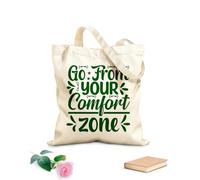 AILOONG Bolsa de lona con fondo reforzado Sal de tu zona de confort: frases motivacionales Tela de 340g/m² de grosor Se usa como bolsa de regalo