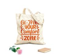 AILOONG Bolsa de lona con fondo reforzado Sal de tu zona de confort: frases motivacionales Tela de 340g/m² de grosor Se usa como bolsa de regalo