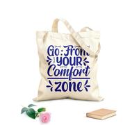 AILOONG Bolsa de lona con fondo reforzado Sal de tu zona de confort: frases motivacionales Tela de 340g/m² de grosor Se usa como bolsa de regalo