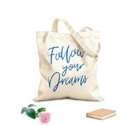 AILOONG Bolsa de lona con fondo reforzado seguir sus sueños Tela de 340g/m² de grosor Se usa como bolsa de regalo