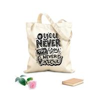 AILOONG Bolsa de lona con fondo reforzado Si nunca lo intentas, nunca lo sabrás. Tela de 12 oz de grosor Se usa como bolsa de regalo 31x36cm Mediano