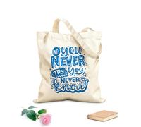 AILOONG Bolsa de lona con fondo reforzado Si nunca lo intentas, nunca lo sabrás. Tela de 340g/m² de grosor Se usa como bolsa de regalo