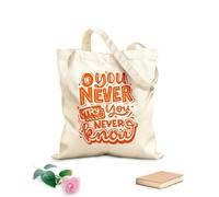 AILOONG Bolsa de lona con fondo reforzado Si nunca lo intentas, nunca lo sabrás. Tela de 340g/m² de grosor Se usa como bolsa de regalo