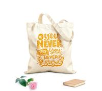 AILOONG Bolsa de lona con fondo reforzado Si nunca lo intentas, nunca lo sabrás. Tela de 340g/m² de grosor Se usa como bolsa de regalo