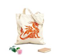 AILOONG Bolsa de lona con fondo reforzado silueta de dragón feroz escupiendo fuego Tela de 340g/m² de grosor Se usa como bolsa de regalo