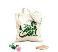 AILOONG Bolsa de lona con fondo reforzado silueta de dragón feroz escupiendo fuego Tela de 340g/m² de grosor Se usa como bolsa de regalo