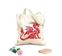 AILOONG Bolsa de lona con fondo reforzado silueta de dragón feroz escupiendo fuego Tela de 340g/m² de grosor Se usa como bolsa de regalo