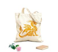AILOONG Bolsa de lona con fondo reforzado silueta de dragón feroz escupiendo fuego Tela de 340g/m² de grosor Se usa como bolsa de regalo