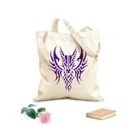 AILOONG Bolsa de lona con fondo reforzado Silueta de tatuaje de cabeza de dragón volador mirando hacia adelante Tela de 340g/m² de grosor Se usa como bolsa de regalo