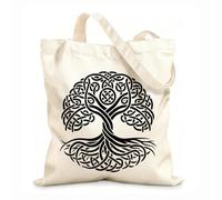 AILOONG Bolsa de lona con fondo reforzado silueta del árbol de la vida celta floreciente Tela de 12 oz de grosor Se usa como bolsa de regalo 25x30cm Pequeño