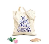 AILOONG Bolsa de lona con fondo reforzado Te deseamos una feliz navidad Tela de 340g/m² de grosor Se usa como bolsa de regalo