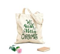 AILOONG Bolsa de lona con fondo reforzado Te deseamos una feliz navidad Tela de 340g/m² de grosor Se usa como bolsa de regalo