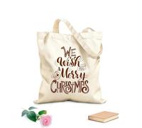 AILOONG Bolsa de lona con fondo reforzado Te deseamos una feliz navidad Tela de 340g/m² de grosor Se usa como bolsa de regalo