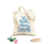 AILOONG Bolsa de lona con fondo reforzado Te deseamos una feliz navidad Tela de 340g/m² de grosor Se usa como bolsa de regalo