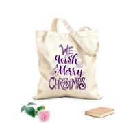 AILOONG Bolsa de lona con fondo reforzado Te deseamos una feliz navidad Tela de 340g/m² de grosor Se usa como bolsa de regalo