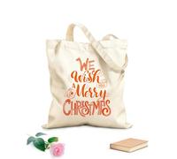 AILOONG Bolsa de lona con fondo reforzado Te deseamos una feliz navidad Tela de 340g/m² de grosor Se usa como bolsa de regalo