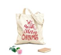 AILOONG Bolsa de lona con fondo reforzado Te deseamos una feliz navidad Tela de 340g/m² de grosor Se usa como bolsa de regalo