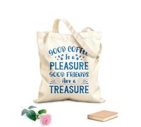 AILOONG Bolsa de lona con fondo reforzado Un buen café es un placer. Los buenos amigos son un tesoro. Tipografía. Café listo. Tela de 340g/m² de grosor Se usa como bolsa de regalo