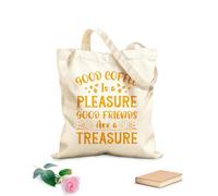 AILOONG Bolsa de lona con fondo reforzado Un buen café es un placer. Los buenos amigos son un tesoro. Tipografía. Café listo. Tela de 340g/m² de grosor Se usa como bolsa de regalo