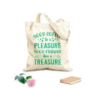 AILOONG Bolsa de lona con fondo reforzado Un buen café es un placer. Los buenos amigos son un tesoro. Tipografía. Café listo. Tela de 340g/m² de grosor Se usa como bolsa de regalo