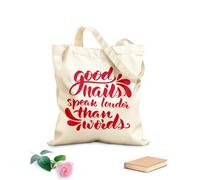 AILOONG Bolsa de lona con fondo reforzado Unas buenas uñas valen más que mil palabras caligrafía Tela de 340g/m² de grosor Se usa como bolsa de regalo