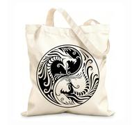 AILOONG Bolsa de lona Dos dragones Yin Yang Fantasía Mitología asiática Tela de 12 oz de grosor Sustituye a la mochila escolar 25x30cm Pequeño