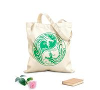 AILOONG Bolsa de lona Dos dragones Yin Yang Fantasía Mitología asiática Tela de 340g/m² de grosor Sustituye a la mochila escolar
