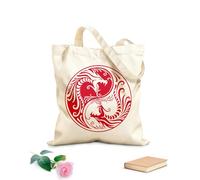 AILOONG Bolsa de lona Dos dragones Yin Yang Fantasía Mitología asiática Tela de 340g/m² de grosor Sustituye a la mochila escolar