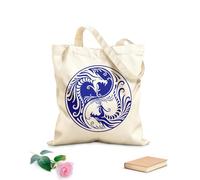 AILOONG Bolsa de lona Dos dragones Yin Yang Fantasía Mitología asiática Tela de 340g/m² de grosor Sustituye a la mochila escolar
