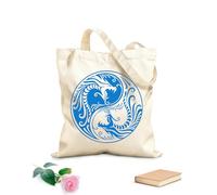 AILOONG Bolsa de lona Dos dragones Yin Yang Fantasía Mitología asiática Tela de 340g/m² de grosor Sustituye a la mochila escolar
