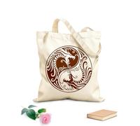 AILOONG Bolsa de lona Dos dragones Yin Yang Fantasía Mitología asiática Tela de 340g/m² de grosor Sustituye a la mochila escolar