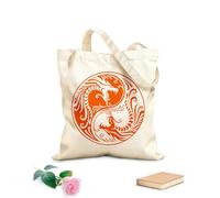 AILOONG Bolsa de lona Dos dragones Yin Yang Fantasía Mitología asiática Tela de 340g/m² de grosor Sustituye a la mochila escolar