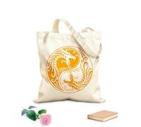 AILOONG Bolsa de lona Dos dragones Yin Yang Fantasía Mitología asiática Tela de 340g/m² de grosor Sustituye a la mochila escolar